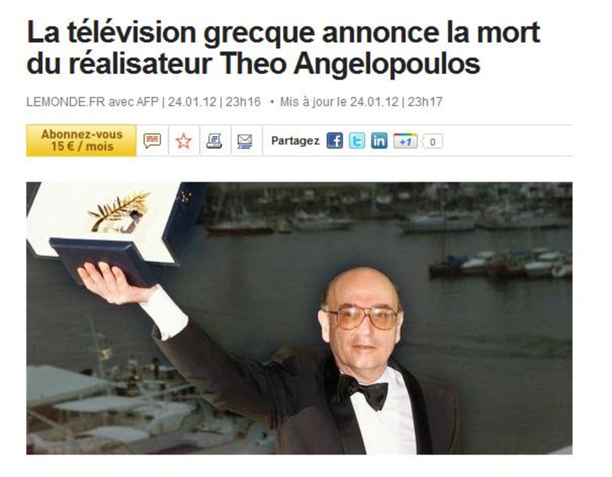 H “Le Monde” και τα διεθνή media για τον χαμό του Θόδωρου Αγγελόπουλου