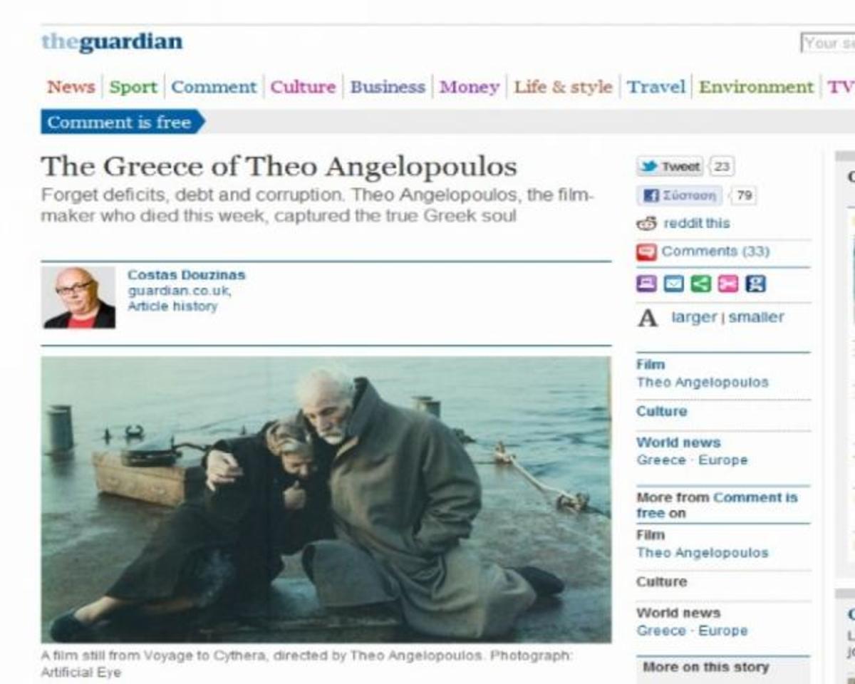 Η “Guardian” για τον Θόδωρο Αγγελόπουλο! Δείτε όλα τα θέματα για το χαμό του μεγάλου Έλληνα σκηνοθέτη