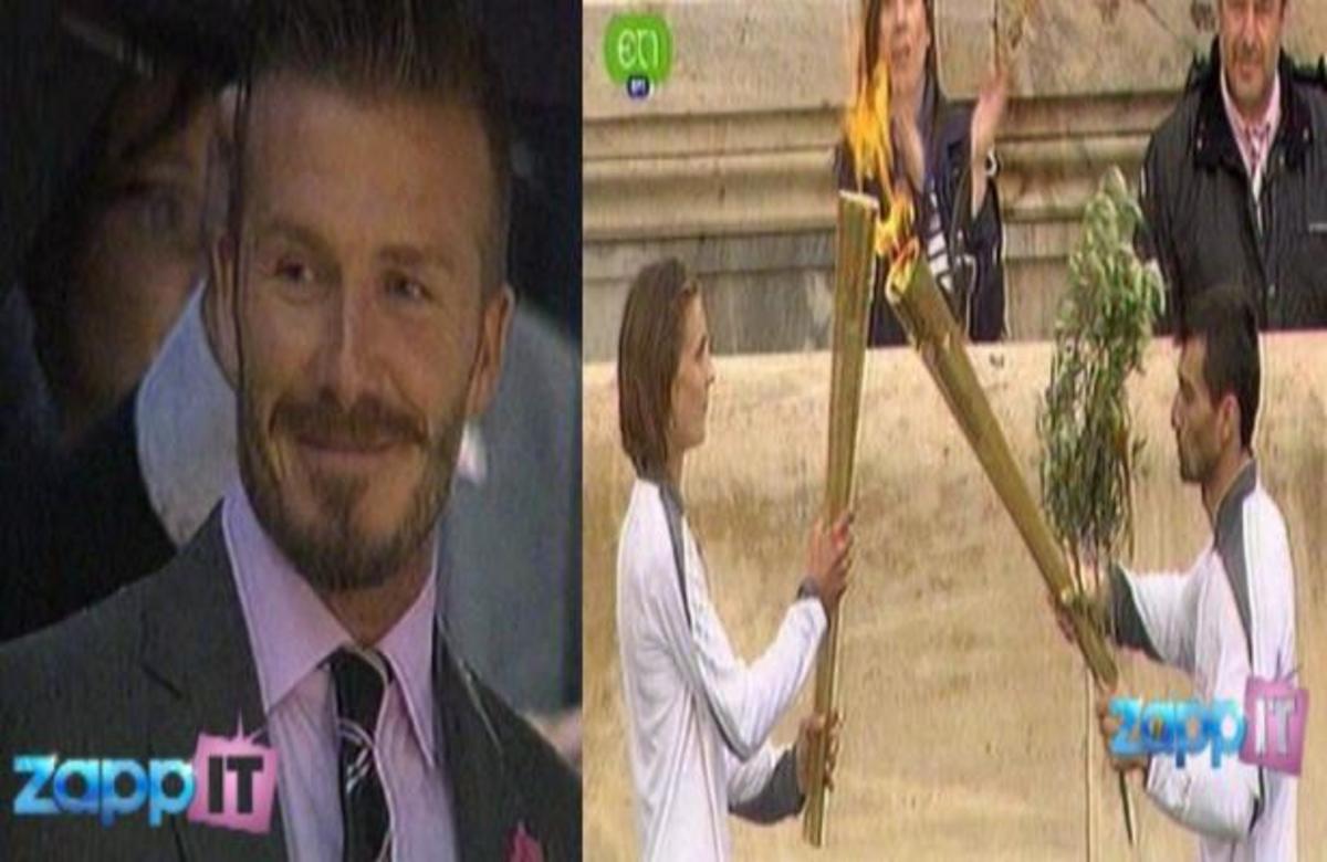 Υπό βροχή η παράδοση της φλόγας για τους Ολυμπιακούς – O D. Beckham στο Καλλιμάρμαρο!