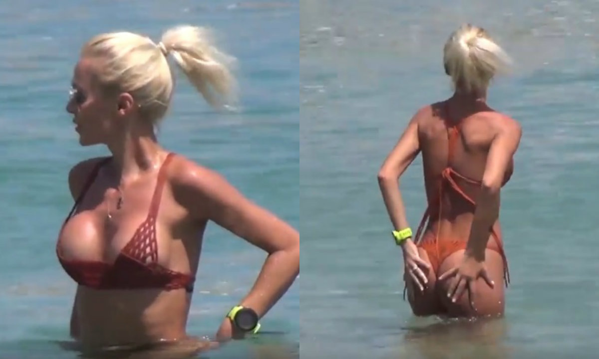 Άφησε ελάχιστα στη φαντασία μας! Μπήκε στη θάλασσα με μικροσκοπικό μαγιό …αραιής πλέξης