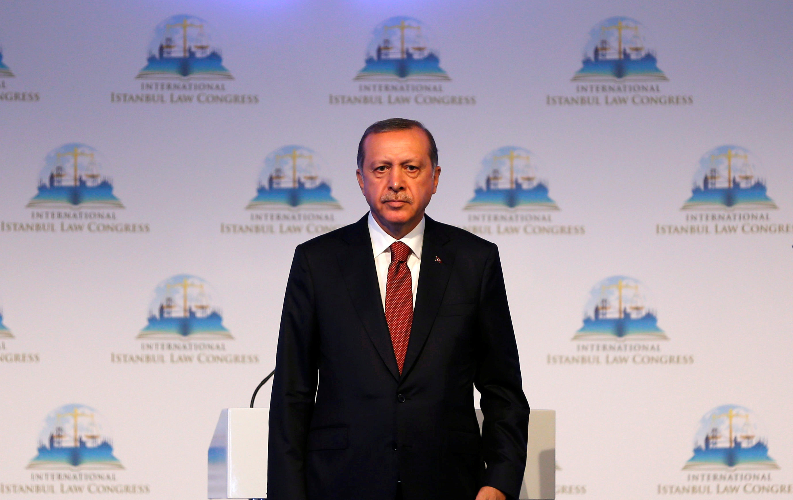 Turkish President Tayyip Erdogan attends the International Istanbul Law Congress in Istanbul, Turkey, October 17, 2016. REUTERS