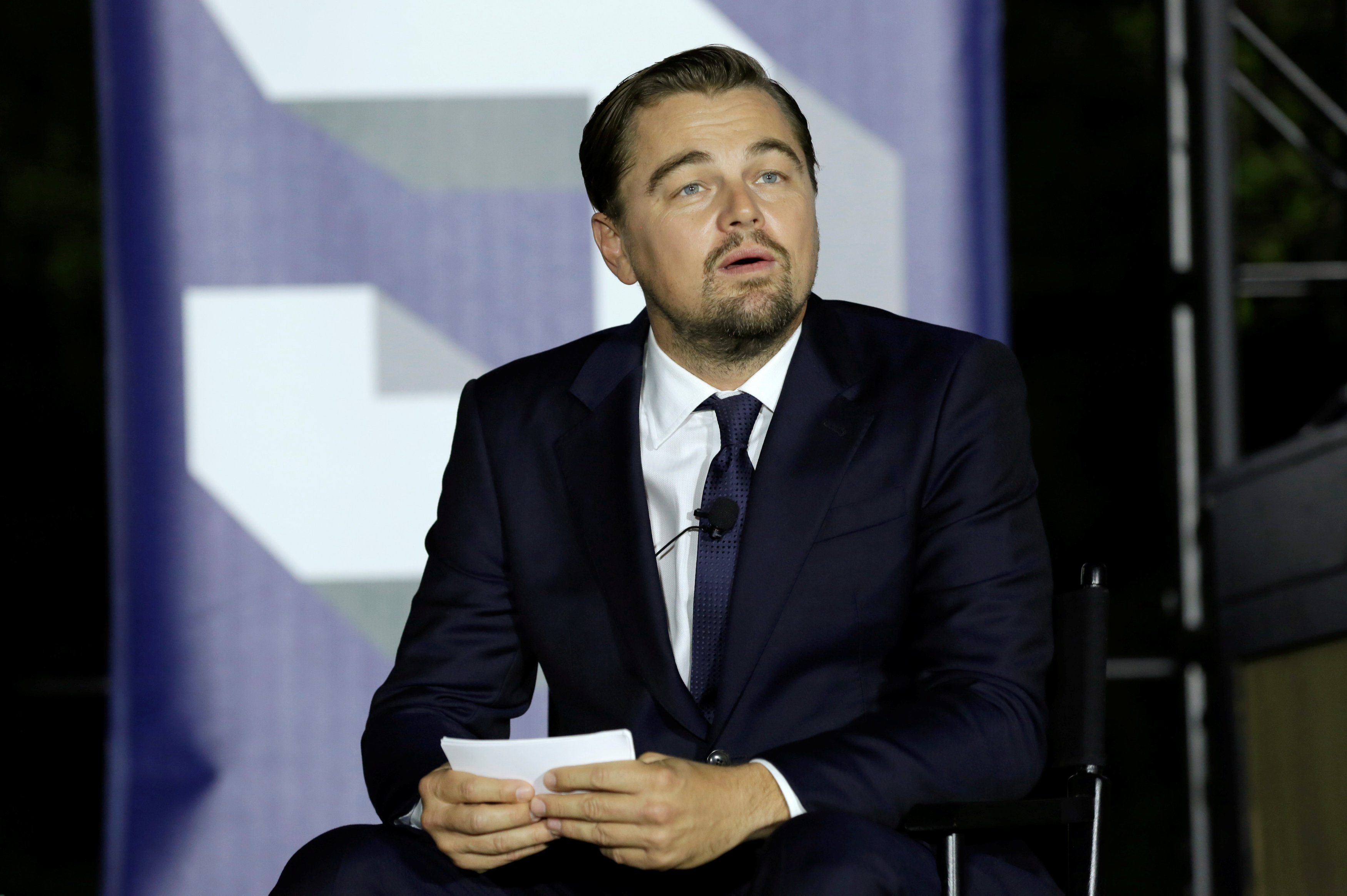 Actor Leonardo DiCaprio speaks during a discussion on the importance of protecting the one planet at the South by South Lawn event at the White House in Washington, U.S., October 3, 2016. REUTERS