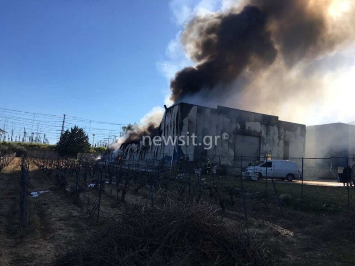 Εικόνες ολοκληρωτικής καταστροφής από την φωτιά σε εργοστάσιο χαρτικών στα Γλυκά Νερά [pics, video]