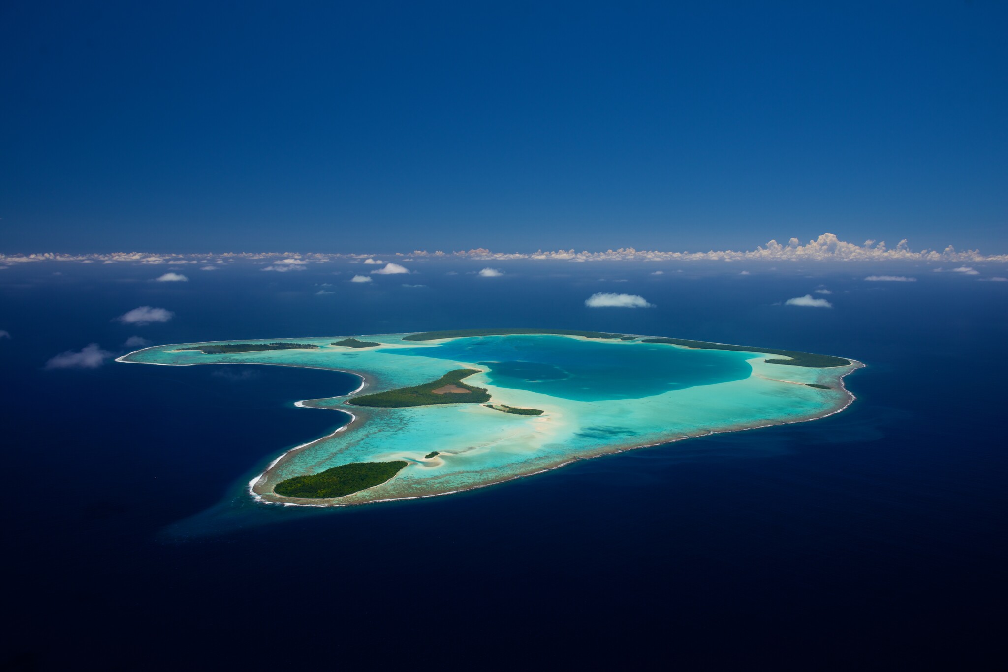 Picture shows: Aerial shot of atoll Tetiaroa