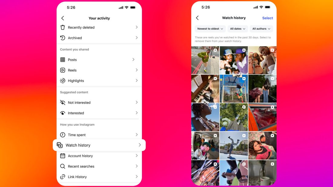 Το Instagram προσθέτει “Watch History” για Reels