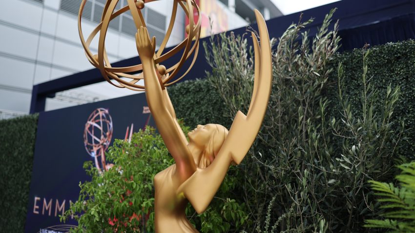 Los Angeles, CA - September 14, 2026: A statue model is on display before the 78th Primetime Emmy Awards at the Peacock Theater in Los Angeles, CA, Monday, Sept. 14, 2026. (Allen J. Schaben